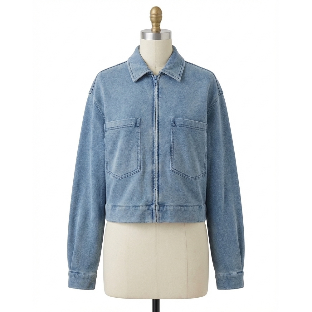 NEW Z SUPPLY heritage knit denim jacket in ocean air indigo